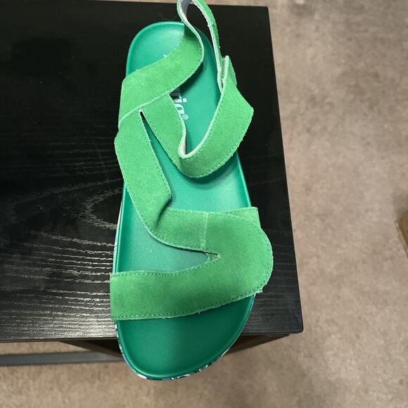 ALEGRIA BY PG LITE GREEN SUEDE ADUSTABLE STRAP FLAT ANA-171 SANDALS 38 / 7.5 - Picture 9 of 13